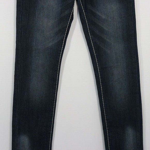 Gumm Junior Womens Embellished Jeans 5/6 Flap Pockets Rhinestone Button Slim Leg - Picture 3 of 10